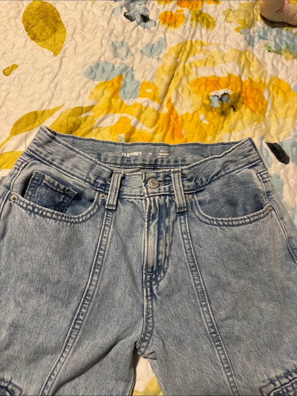 Old Navy Light Blue Wide-Leg Cargo Jeans